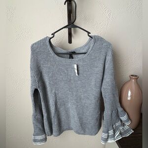Gray Women's Sweater with Flared Sleeves